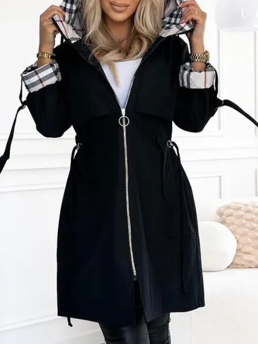Women's Hooded Rain Coat — Waterproof, Windproof, Drawstring Waist