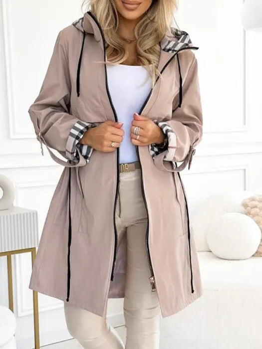 Women's Hooded Rain Coat — Waterproof, Windproof, Drawstring Waist