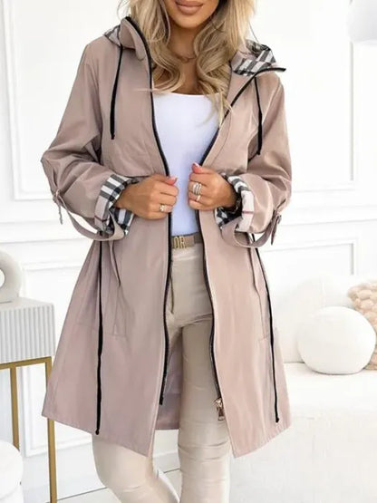 Women's Hooded Rain Coat — Waterproof, Windproof, Drawstring Waist