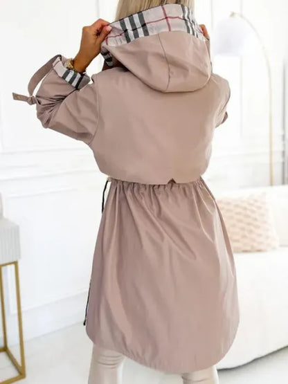 Women's Hooded Rain Coat — Waterproof, Windproof, Drawstring Waist