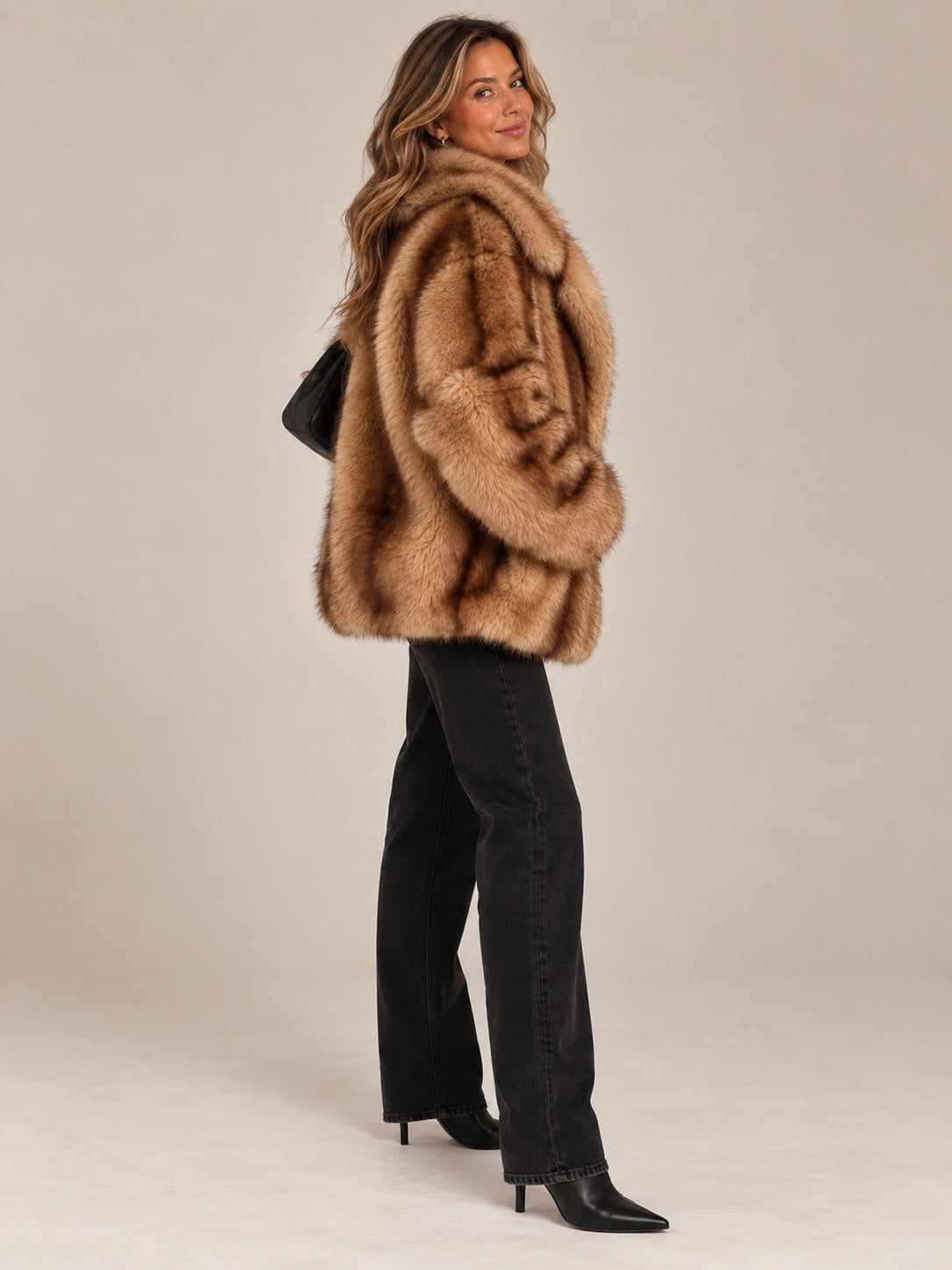 Plush Faux Fur Longline Coat for Women — Soft & Elegant
