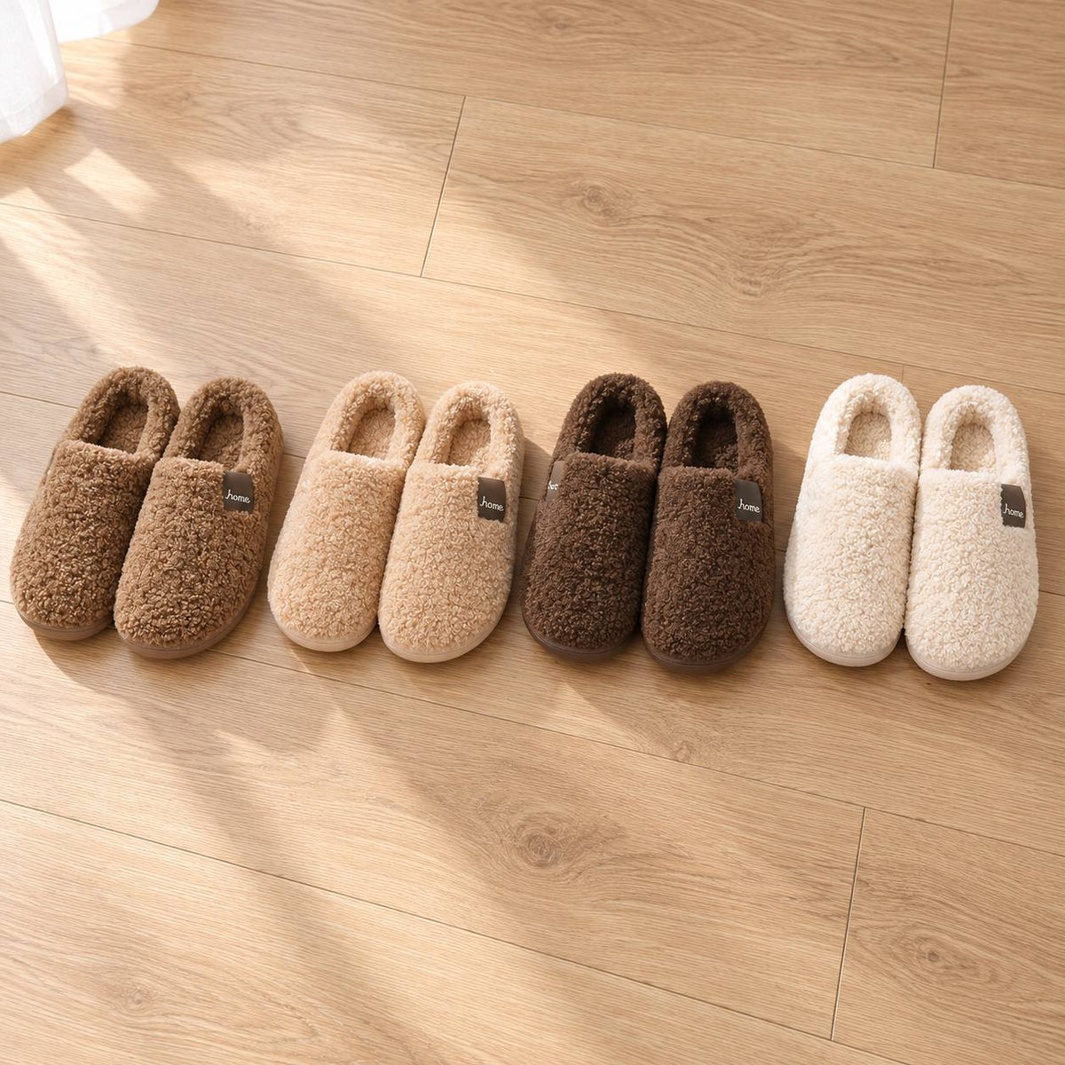 Plush Fleece Indoor Slippers with Non-Slip TPR Sole