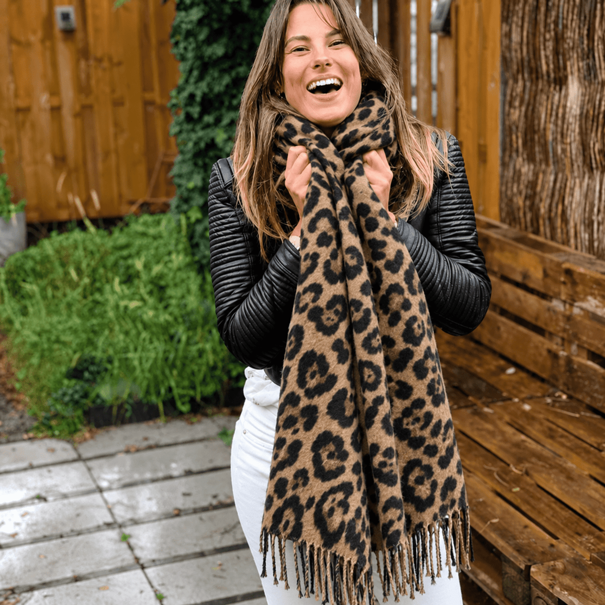 Leopard Print Blanket Scarf — Women's Tasselled Wrap 7