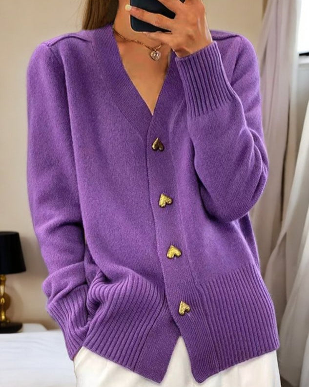 Adele Heart Button Cardigan — Elegant Fitted Knit for Women 3