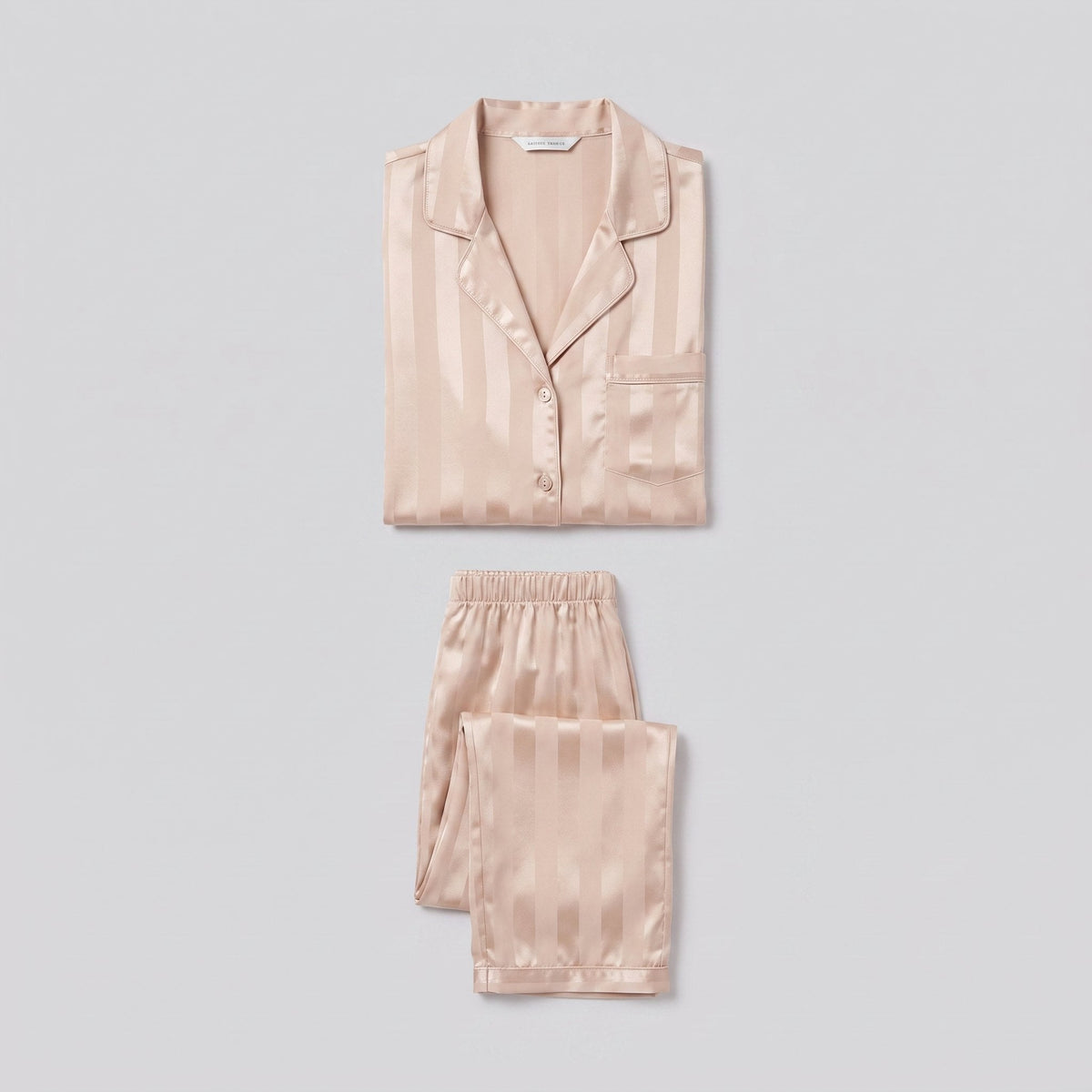 Women's Satin Striped Pajama Set — Button-Down Top & Pants 9