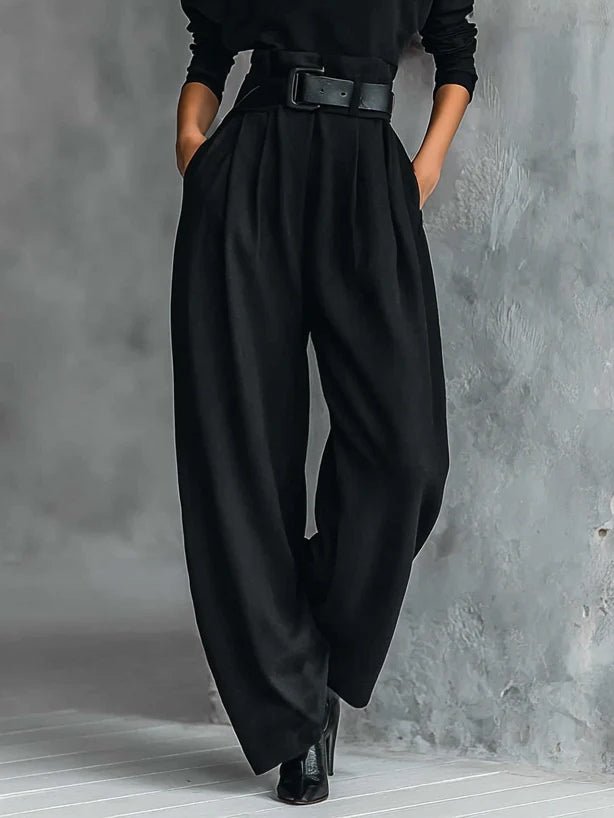 Women's Turtleneck Two-Piece Set — Belted Long Sleeve & Straight Pants 4