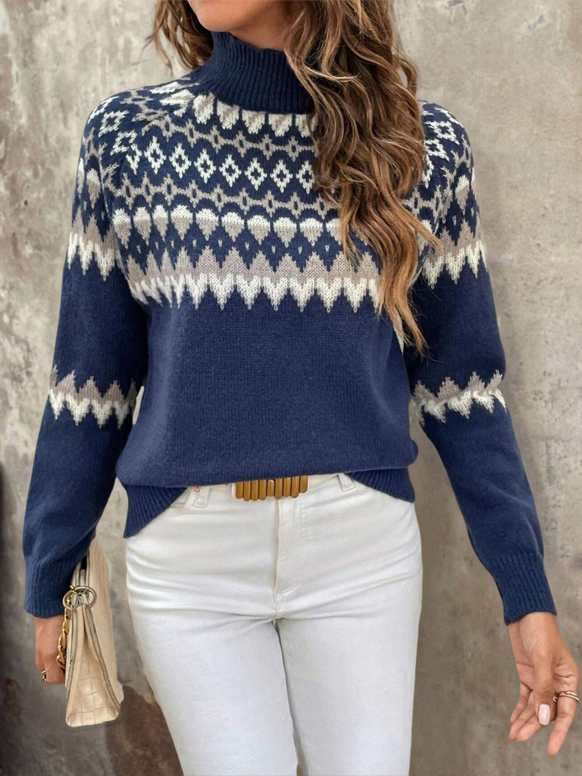 Fair Isle Turtleneck Sweater Women — Long Sleeve Cozy Knit 4