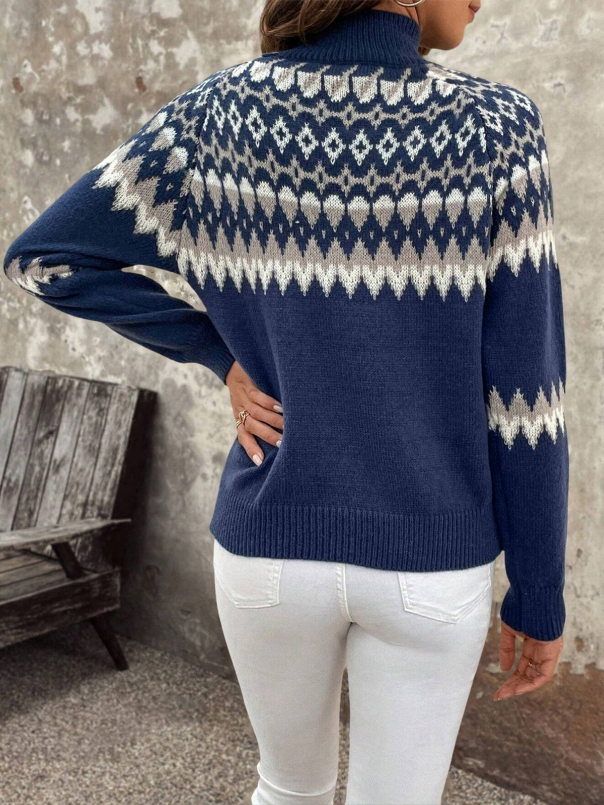 Fair Isle Turtleneck Sweater Women — Long Sleeve Cozy Knit 2
