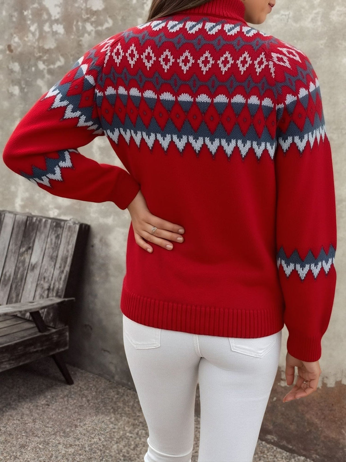 Fair Isle Turtleneck Sweater Women — Long Sleeve Cozy Knit 8