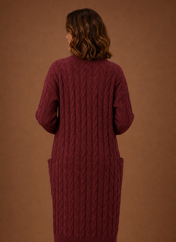 Cable Knit Hooded Cardigan Women — Chunky Long Duster Knit 11