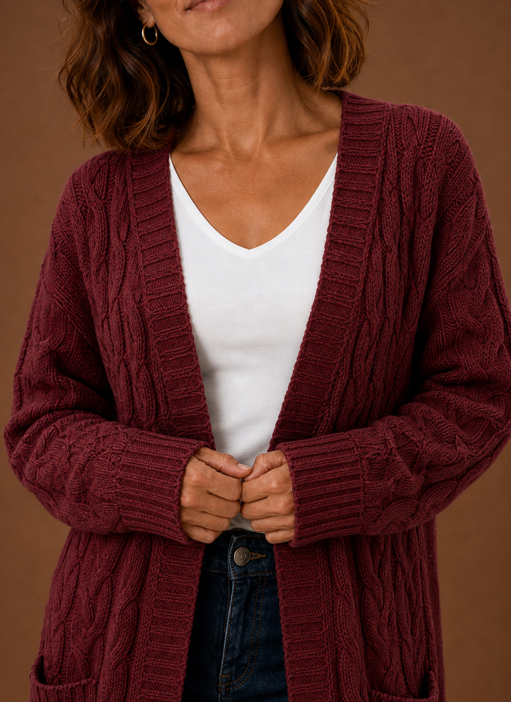 Cable Knit Hooded Cardigan Women — Chunky Long Duster Knit 12
