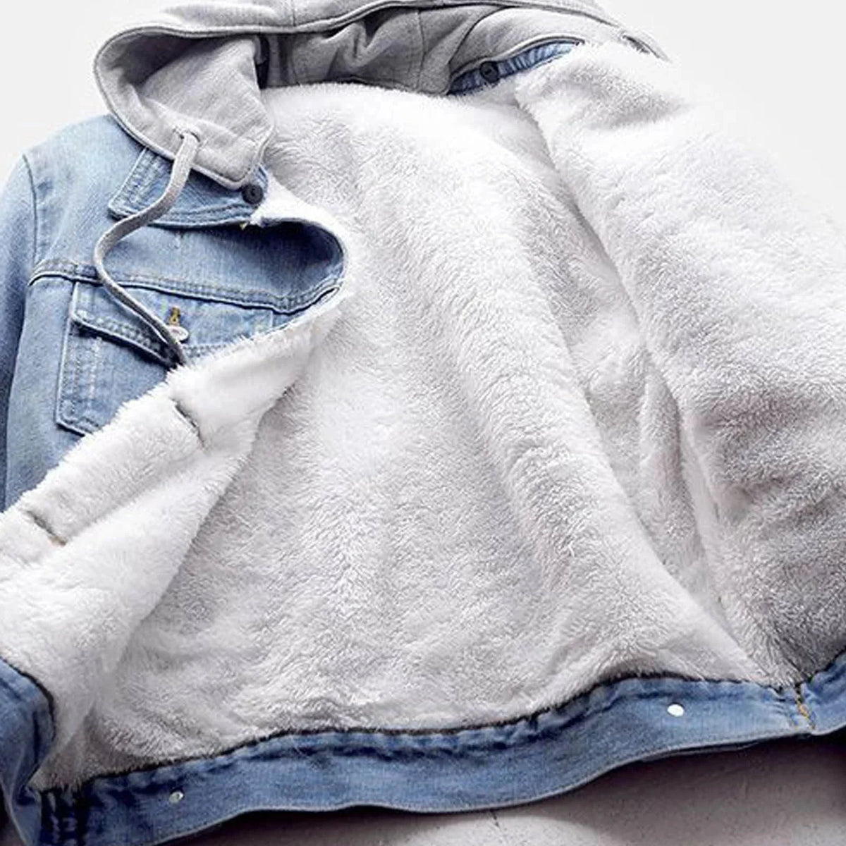 Sherpa Lined Denim Jacket — Hooded Jean Jacket for Women 3