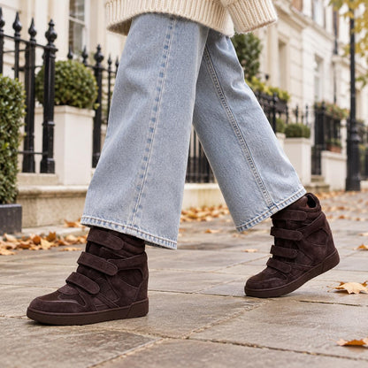 Women's Hidden Wedge High-Top Sneakers in Brown