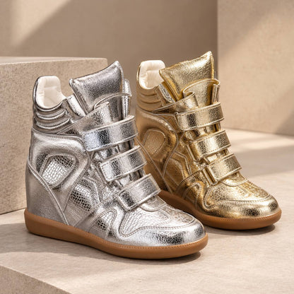 Women's Hidden Wedge Metallic Sneakers