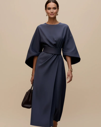 Elegant Wrap Midi Dress with Puff Sleeves — S to 3XL 7