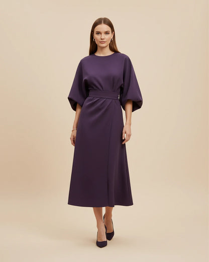 Elegant Wrap Midi Dress with Puff Sleeves — S to 3XL 6