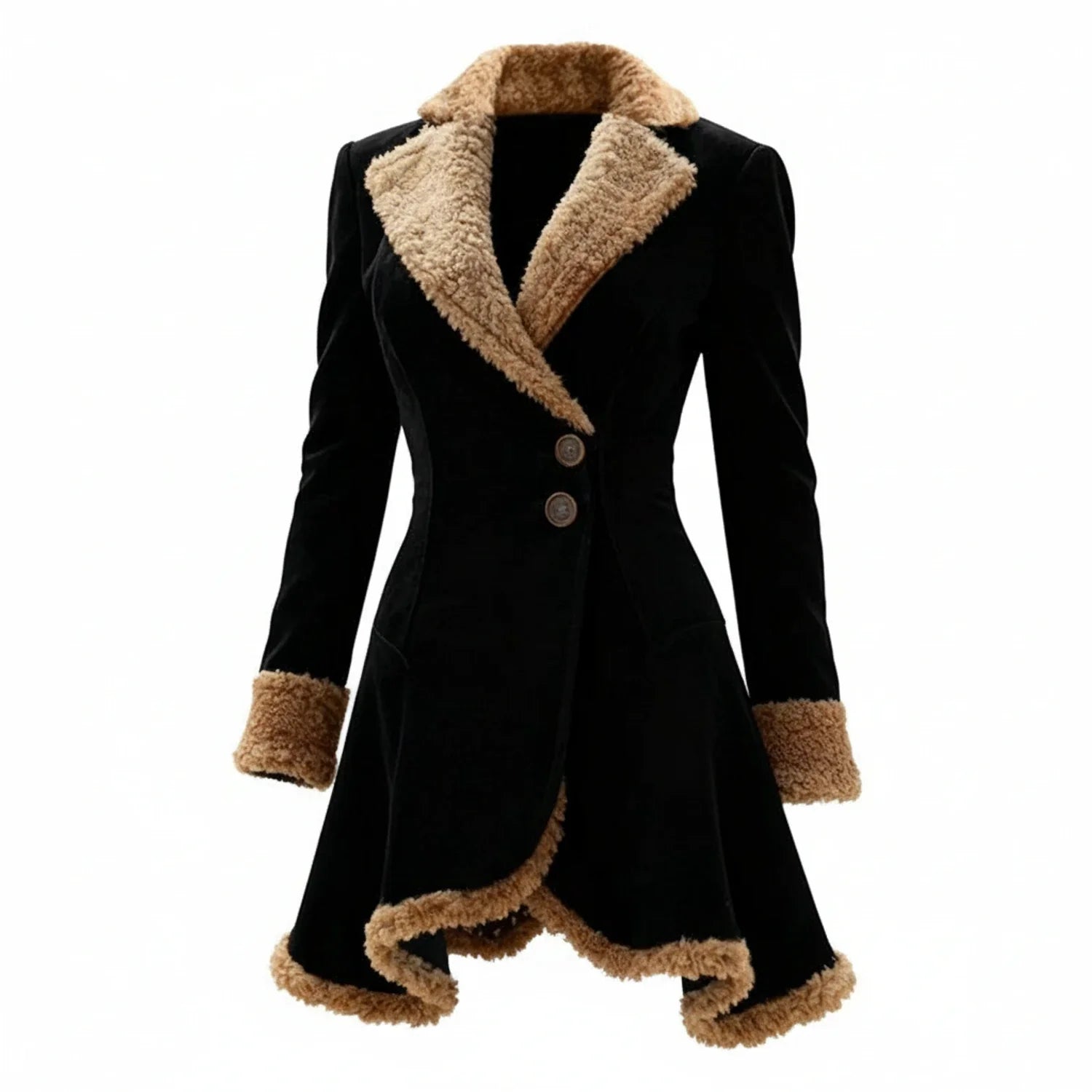 Women's Fur-Trim Winter Coat — Fitted Asymmetrical Style 3