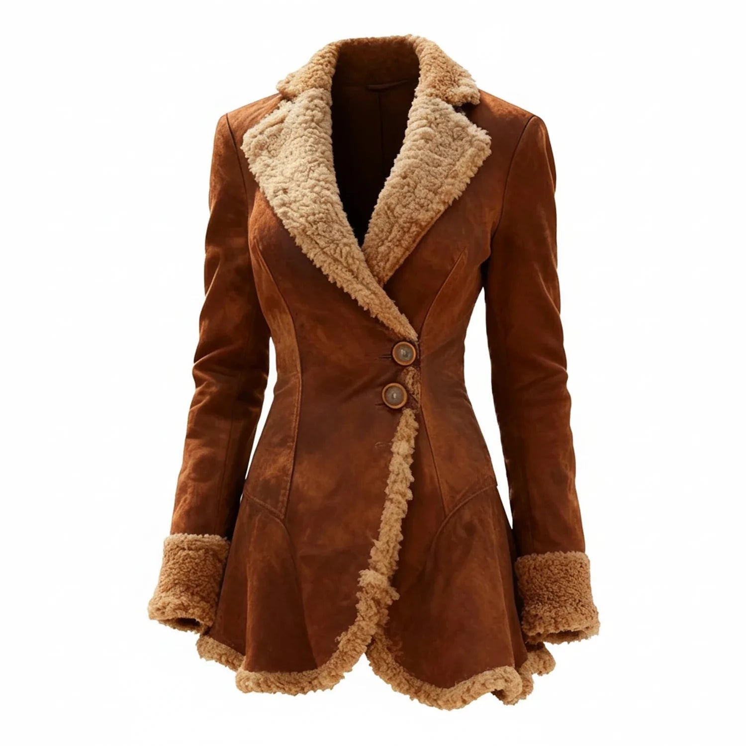 Women's Fur-Trim Winter Coat — Fitted Asymmetrical Style 1