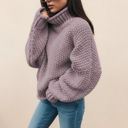 Women's Chunky Knit Turtleneck Sweater — Oversized Cozy Fit 4