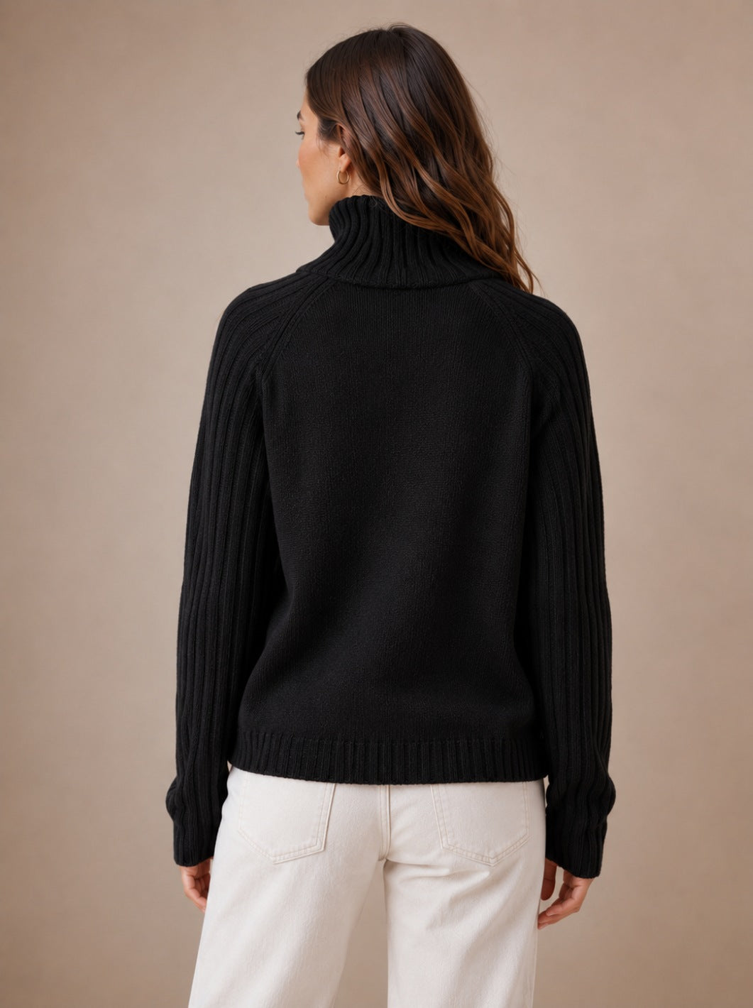 DECERLE - Women's - Ribbed Knit - Relaxed Turtleneck Sweater