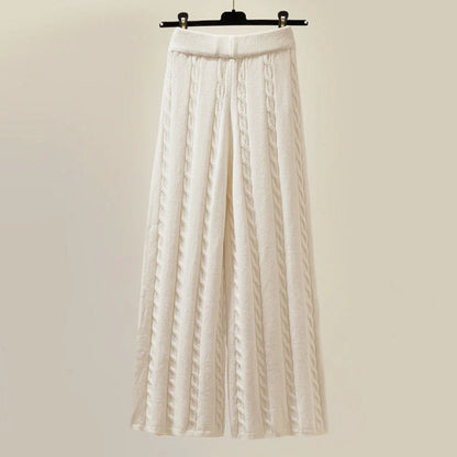 Cable-Knit Turtleneck 3-Piece Loungewear Set — Wide-Leg 5