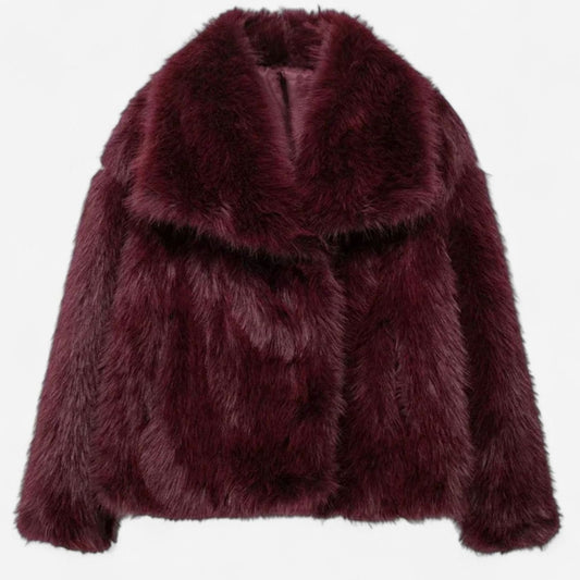 Women's Cropped Faux Fur Jacket — Oversized Collar 2