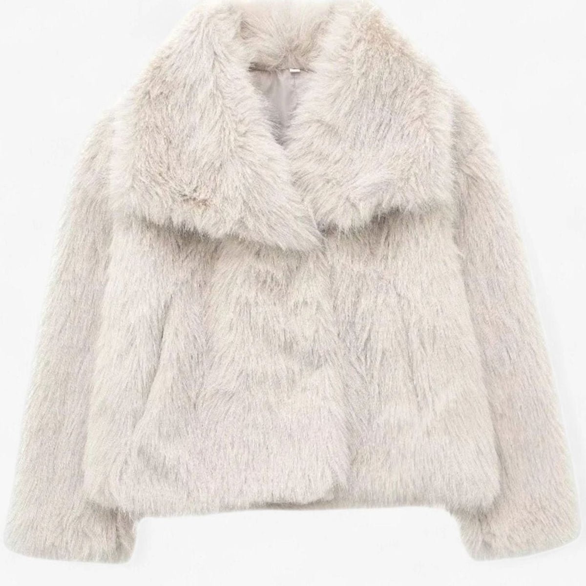 Women's Cropped Faux Fur Jacket — Oversized Collar 12