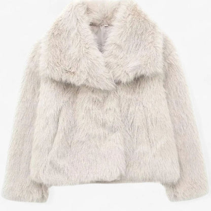 Women's Cropped Faux Fur Jacket — Oversized Collar 12