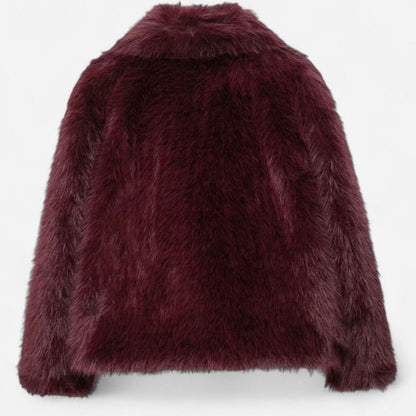Women's Cropped Faux Fur Jacket — Oversized Collar 3