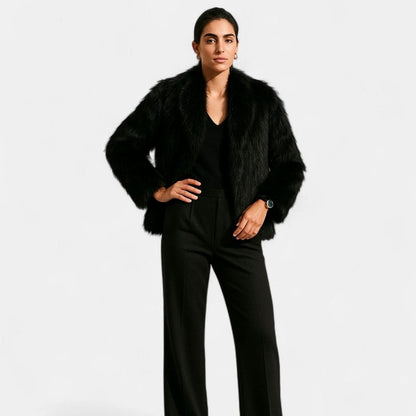 Women's Cropped Faux Fur Jacket — Oversized Collar 1