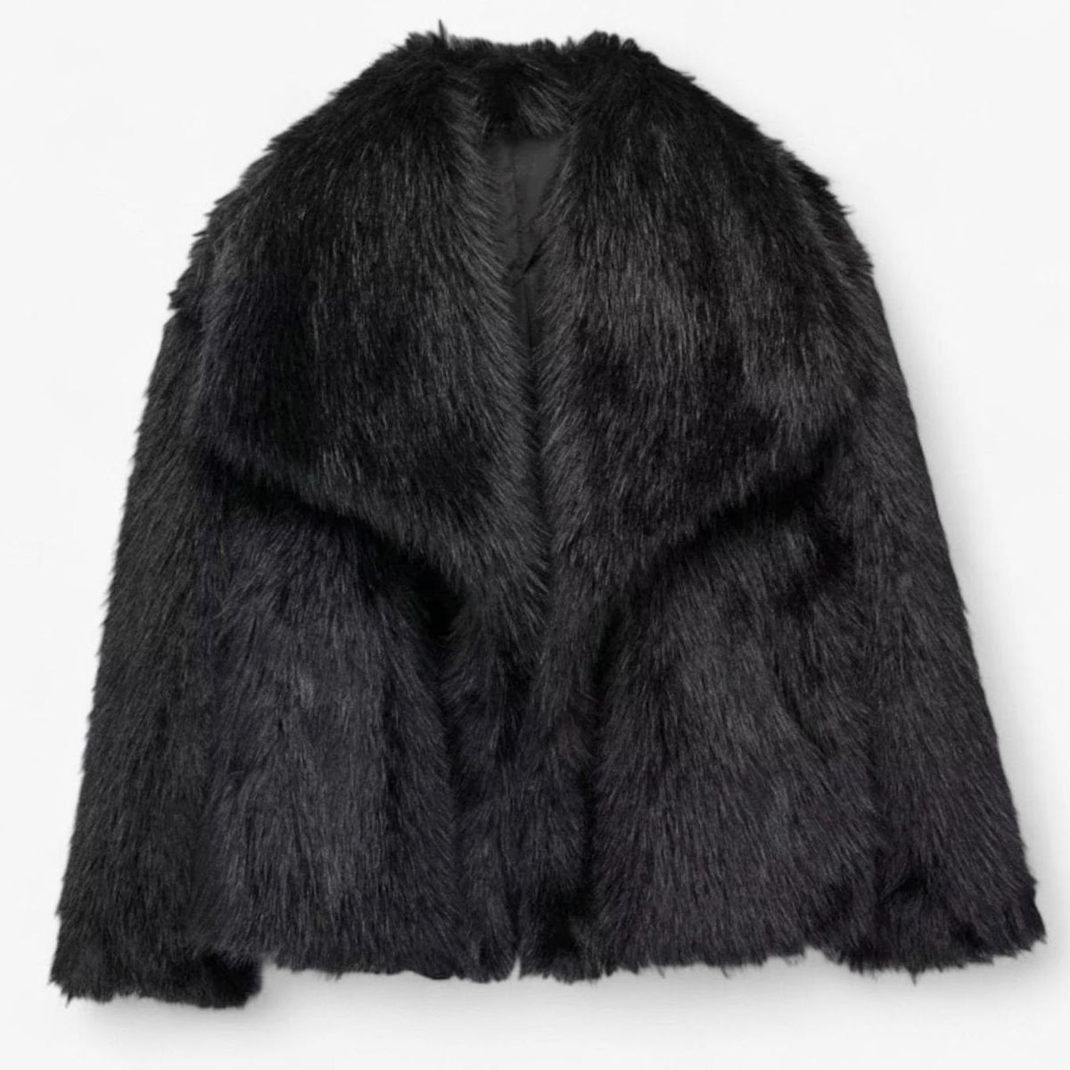 Women's Cropped Faux Fur Jacket — Oversized Collar 4