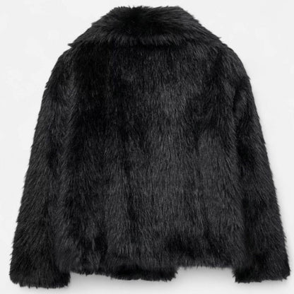 Women's Cropped Faux Fur Jacket — Oversized Collar 5