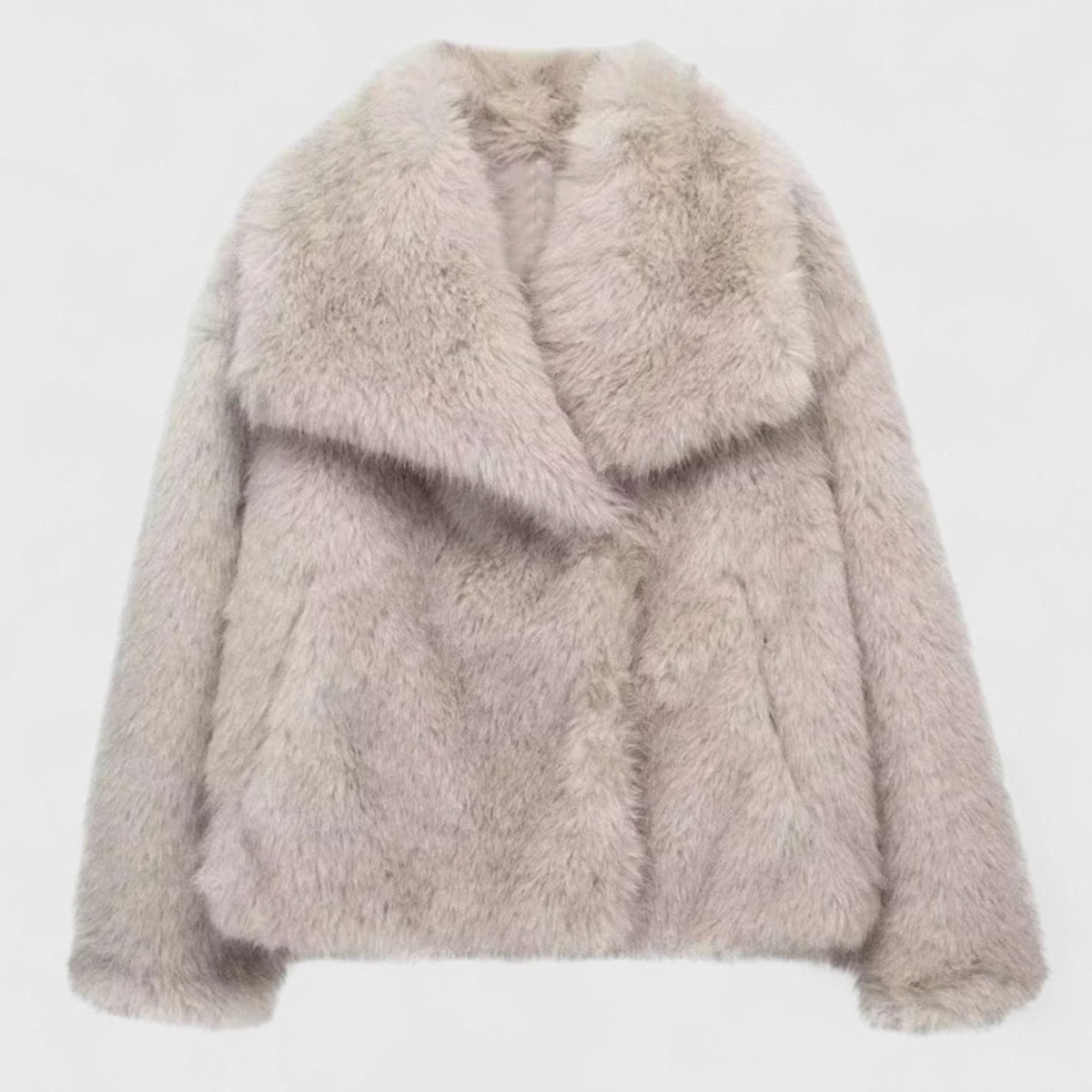 Women's Cropped Faux Fur Jacket — Oversized Collar 6