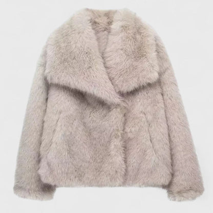 Women's Cropped Faux Fur Jacket — Oversized Collar 6