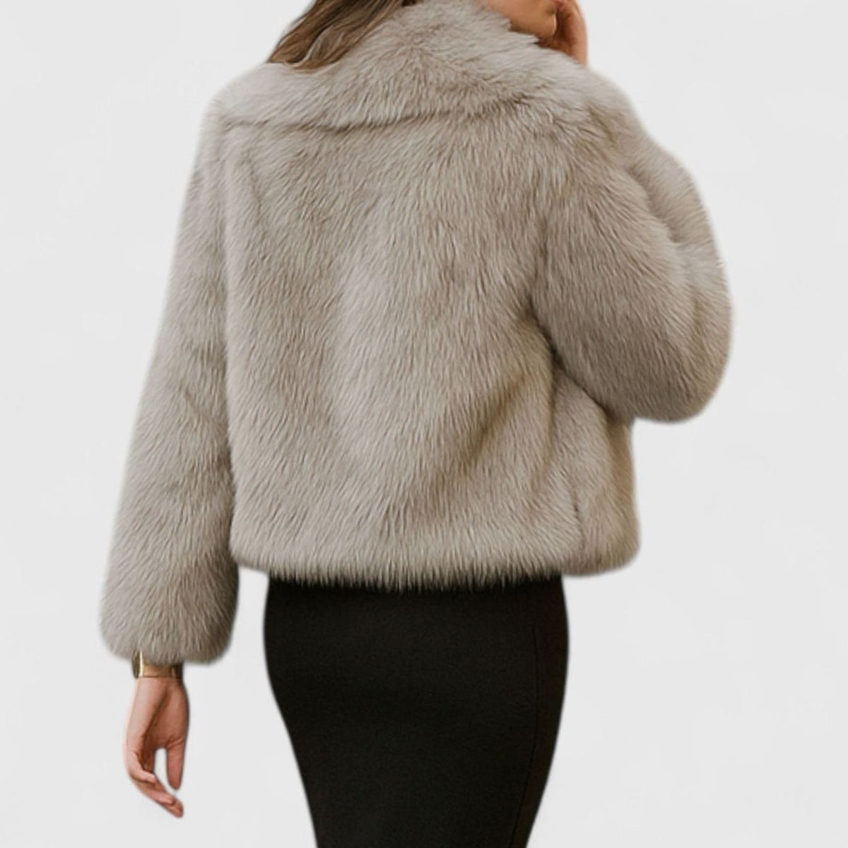Women's Cropped Faux Fur Jacket — Oversized Collar 9