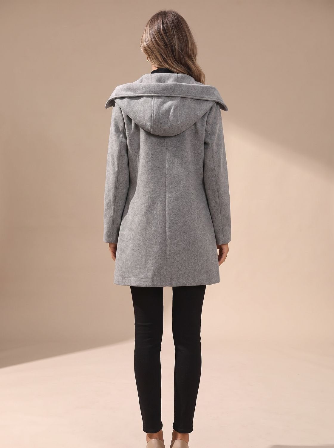 Women's Double-Breasted Wool-Blend Coat — Lapel & Pockets 2