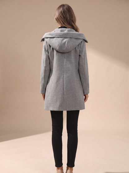 Women's Double-Breasted Wool-Blend Coat — Lapel & Pockets 2