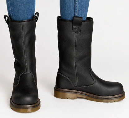 Women's Fleece-Lined Leather Mid-Calf Winter Boots