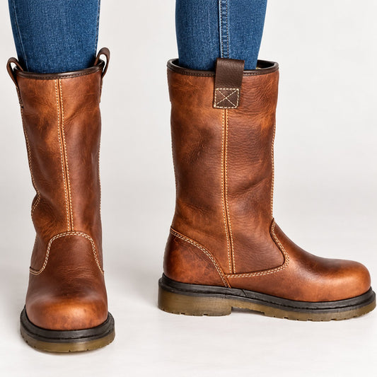 Women's Fleece-Lined Leather Mid-Calf Winter Boots