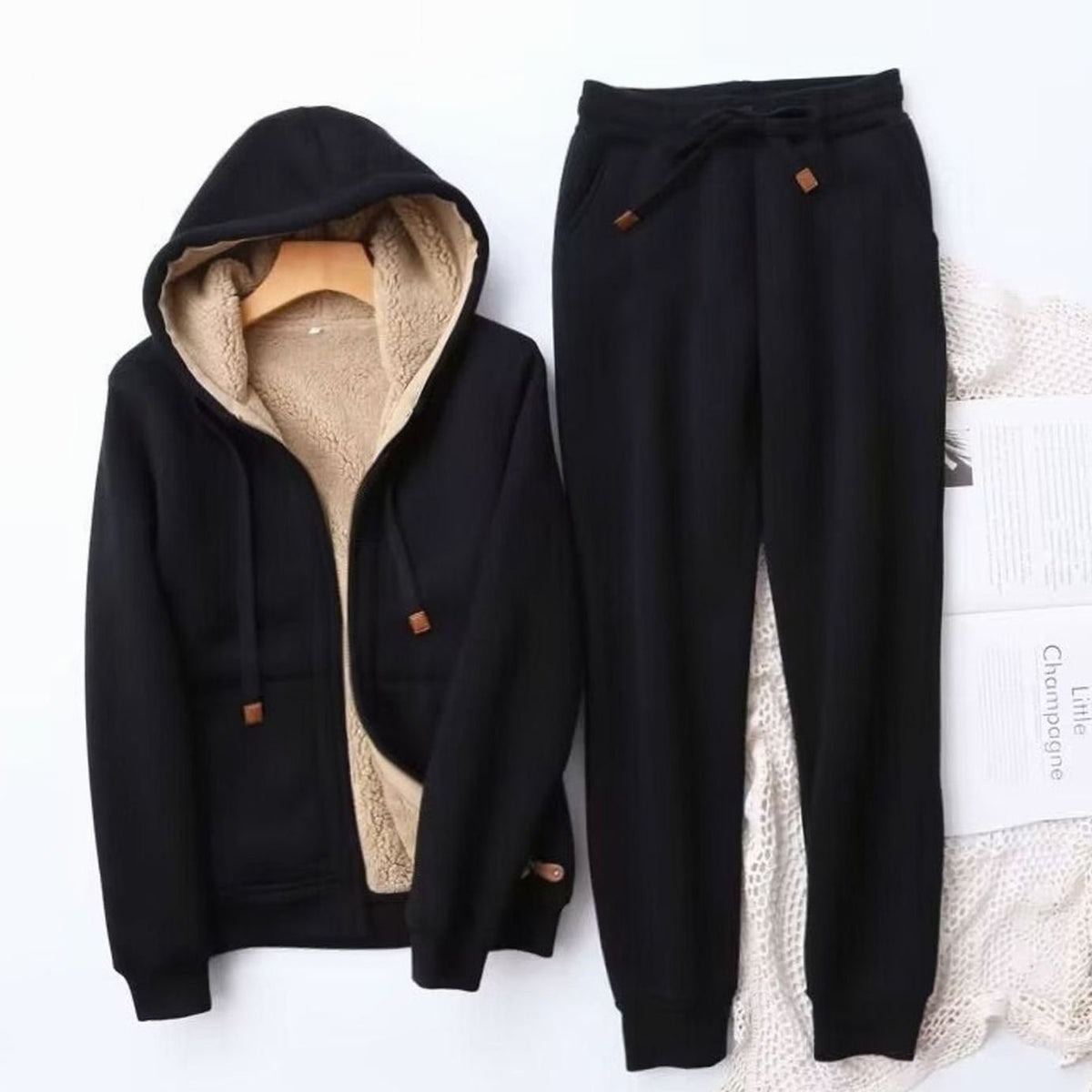 Women's Sherpa Fleece Hoodie & Jogger Set — Winter Loungewear 1