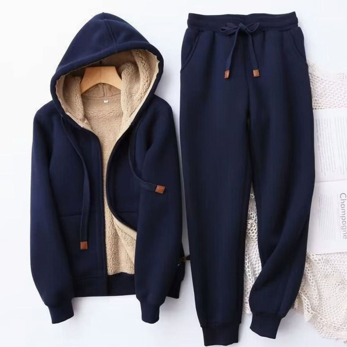 Women's Sherpa Fleece Hoodie & Jogger Set — Winter Loungewear 3
