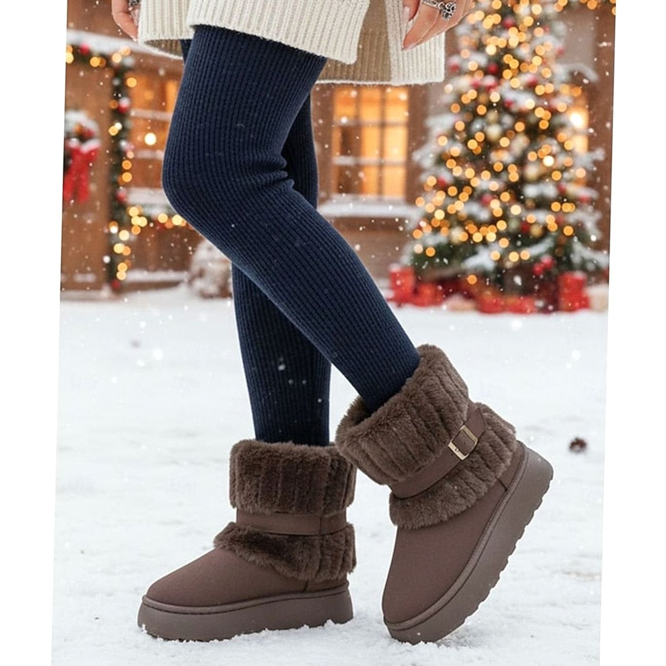 Women's Fur-Trimmed Slip-On Snow Boots — Warm & Stylish 1