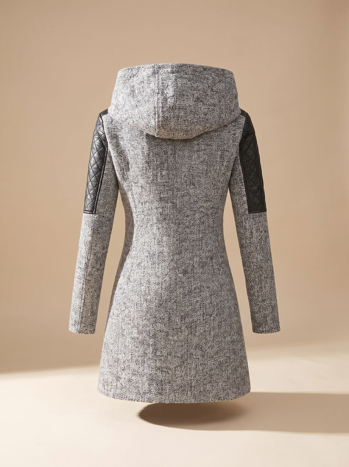Women's Hooded Asymmetric-Zip Quilted Wool-Blend Coat 2