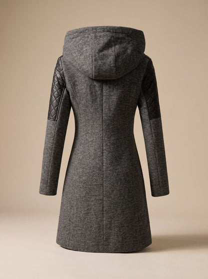 Women's Hooded Asymmetric-Zip Quilted Wool-Blend Coat 4