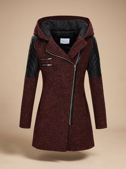 Women's Hooded Asymmetric-Zip Quilted Wool-Blend Coat 5