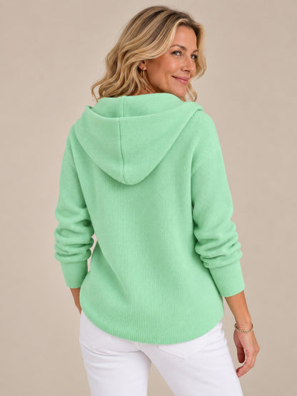 Women's Hooded Cardigan with Button-Down Front & Long Sleeves
