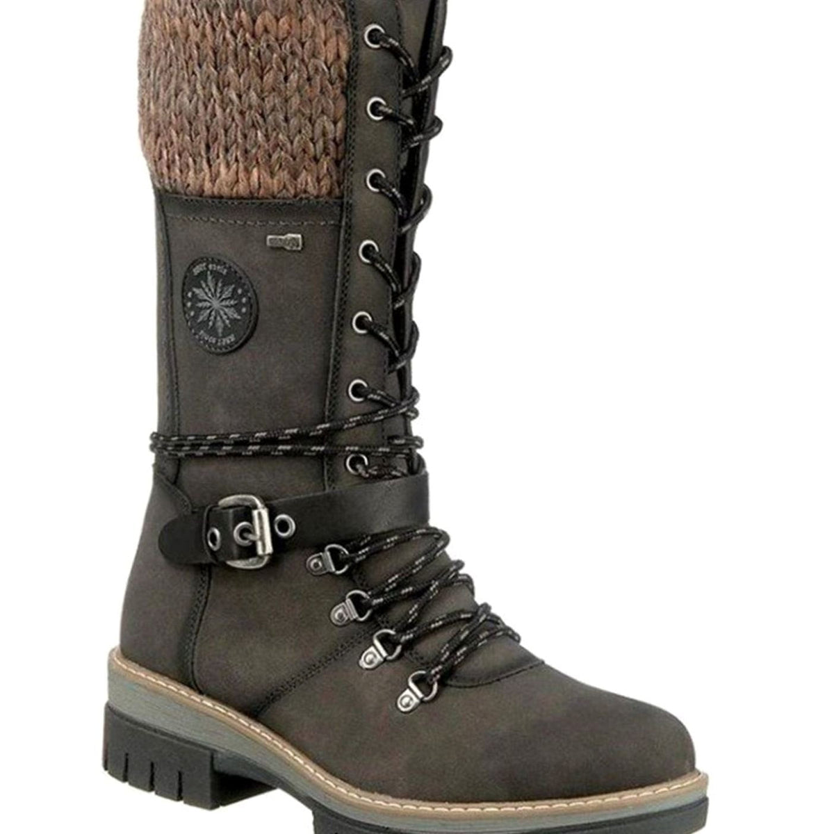 Women's Knit-Cuff Lace-Up Mid-Calf Winter Boots 5
