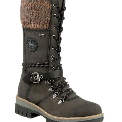 Women's Knit-Cuff Lace-Up Mid-Calf Winter Boots 5