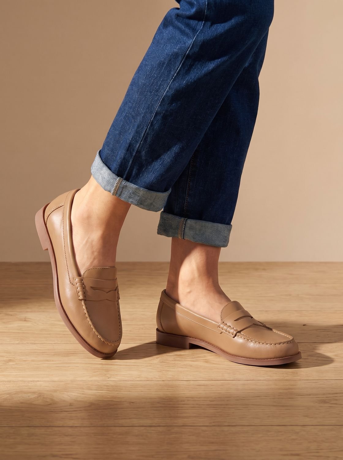 Women's Leather Penny Loafers — Moccasin-Stitched Slip-On 3
