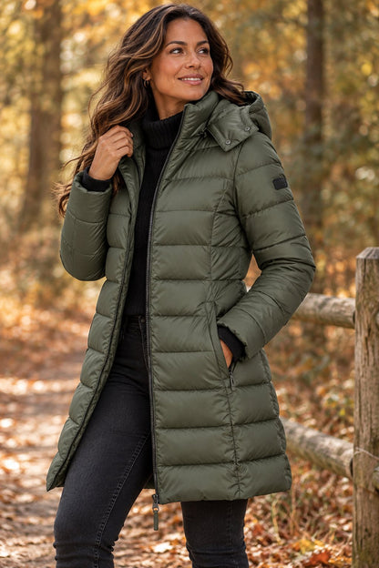 Women's Long Hooded Puffer Jacket Insulated Winter Coat